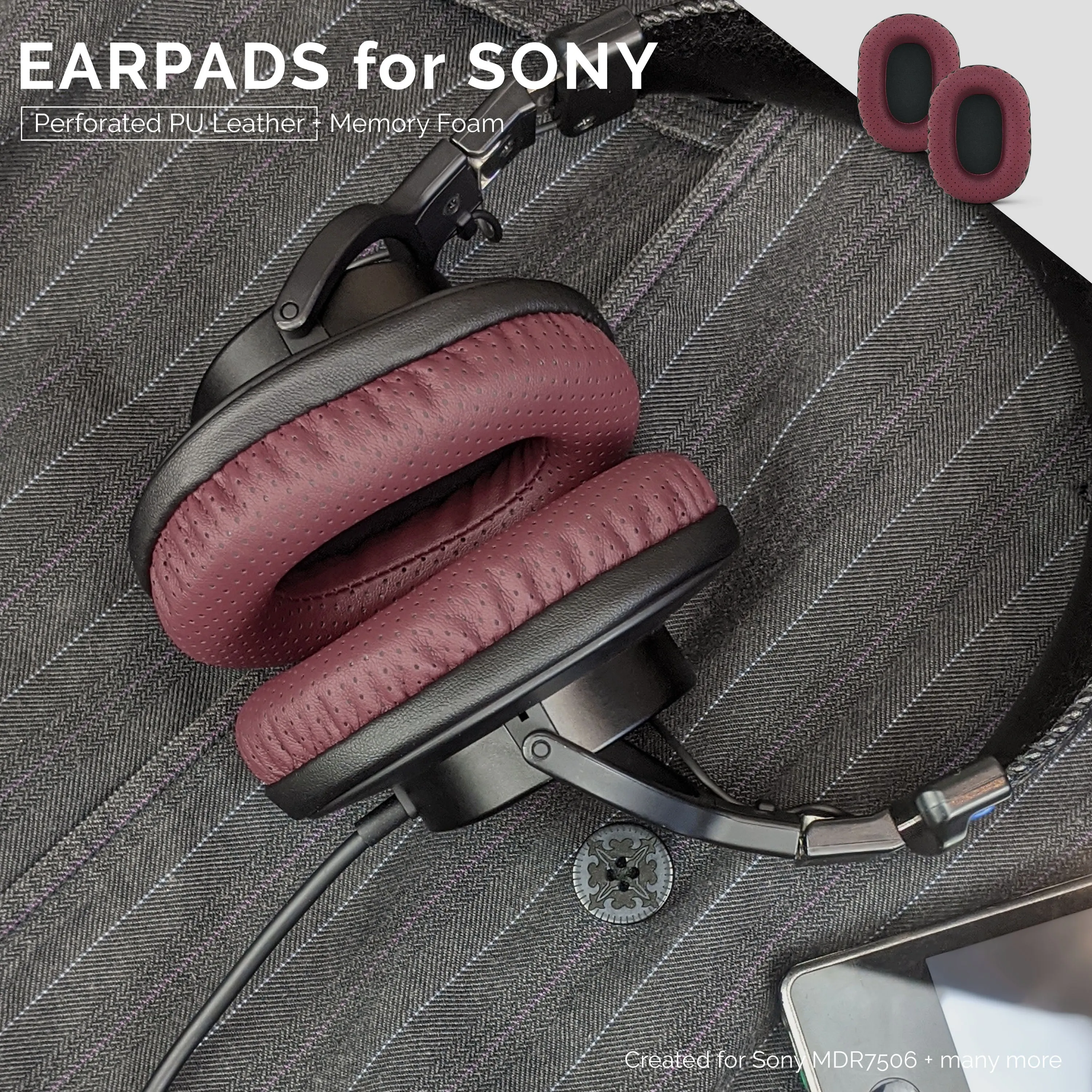 SONY MDR-7506 Perforated Replacement Earpads Also Suitable for V6, CD900ST Headphones (PERF)