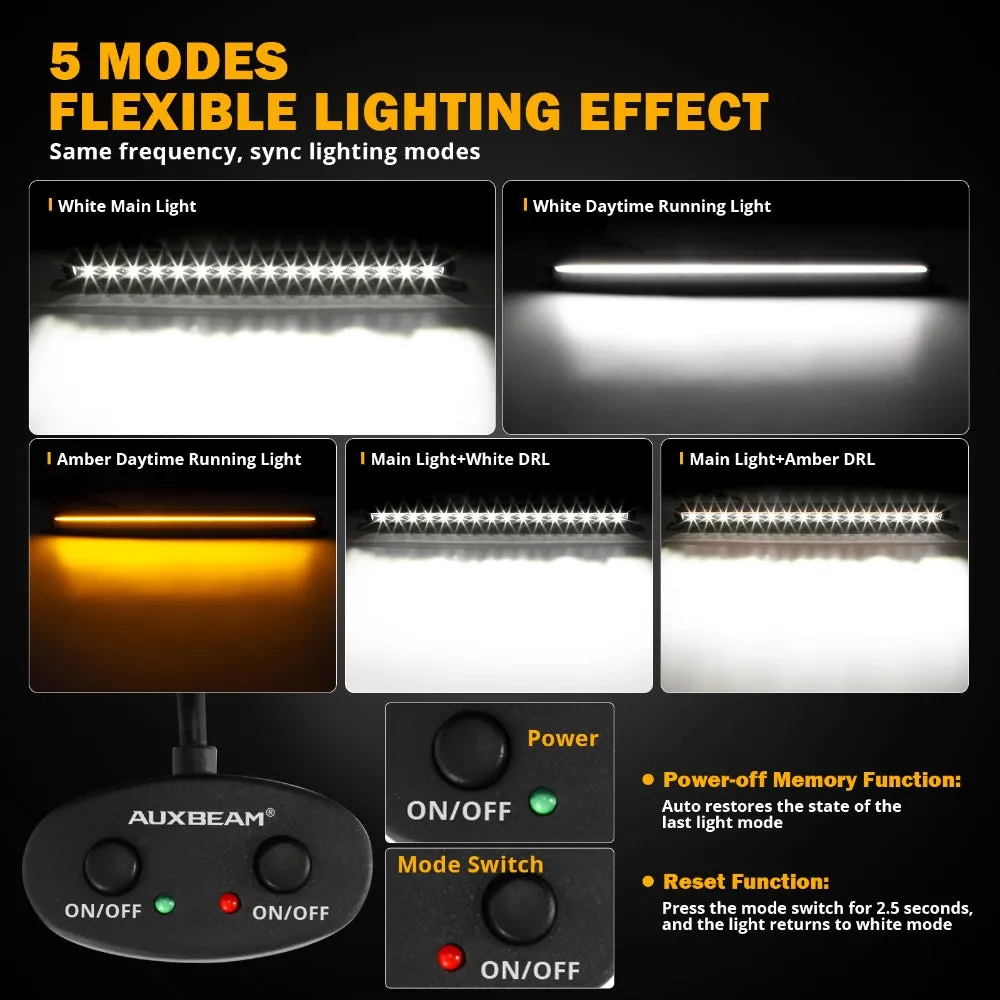 SP-DRL Series 12 Inch/22 Inch/32 Inch/42 Inch Off Road LED Light Bar With Amber&White DRL