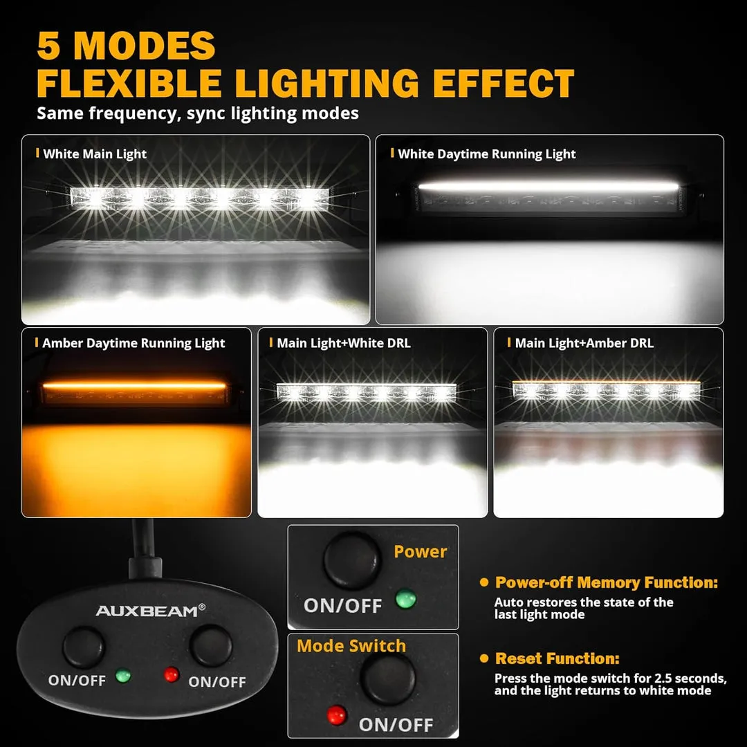 SP-DRL Series 68W 7440 Lumens Off Road LED Light bar White & Amber DRL