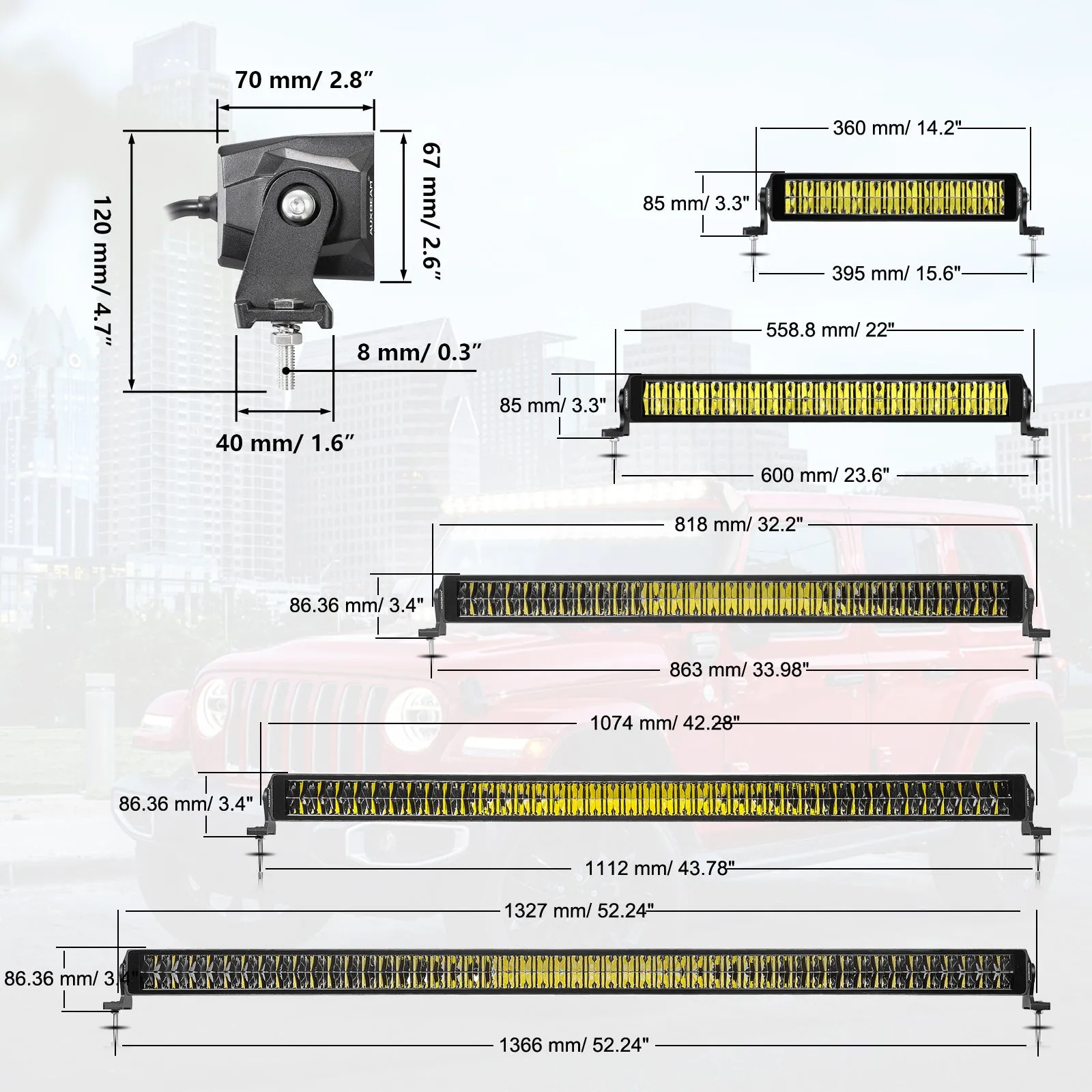 SP Series 12 Inch/22 Inch/32 Inch/42 Inch/52Inch Driving Beam Light Bar