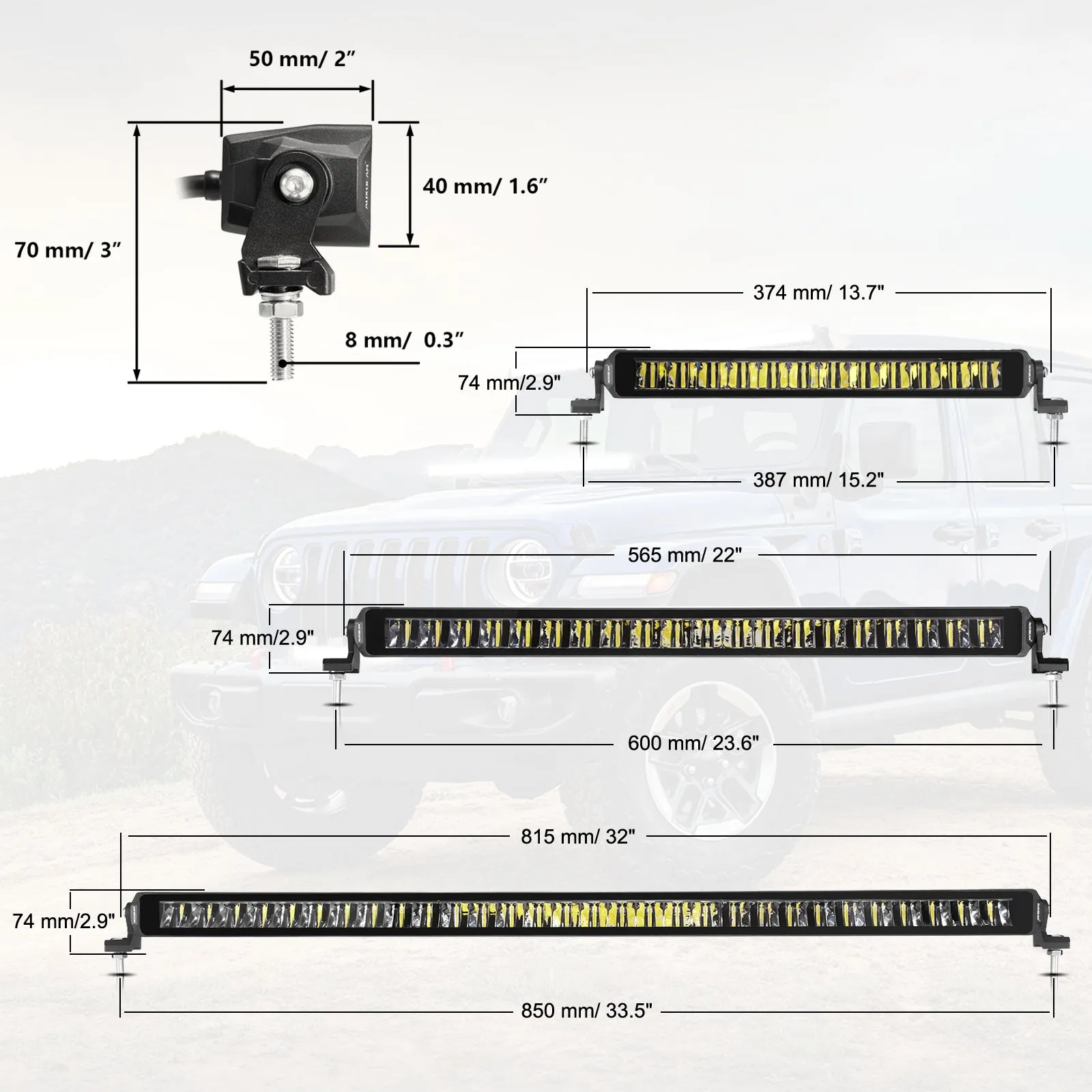 SP Series 12 Inch/22 Inch/32 Inch/42 Inch/52Inch Driving Beam Light Bar