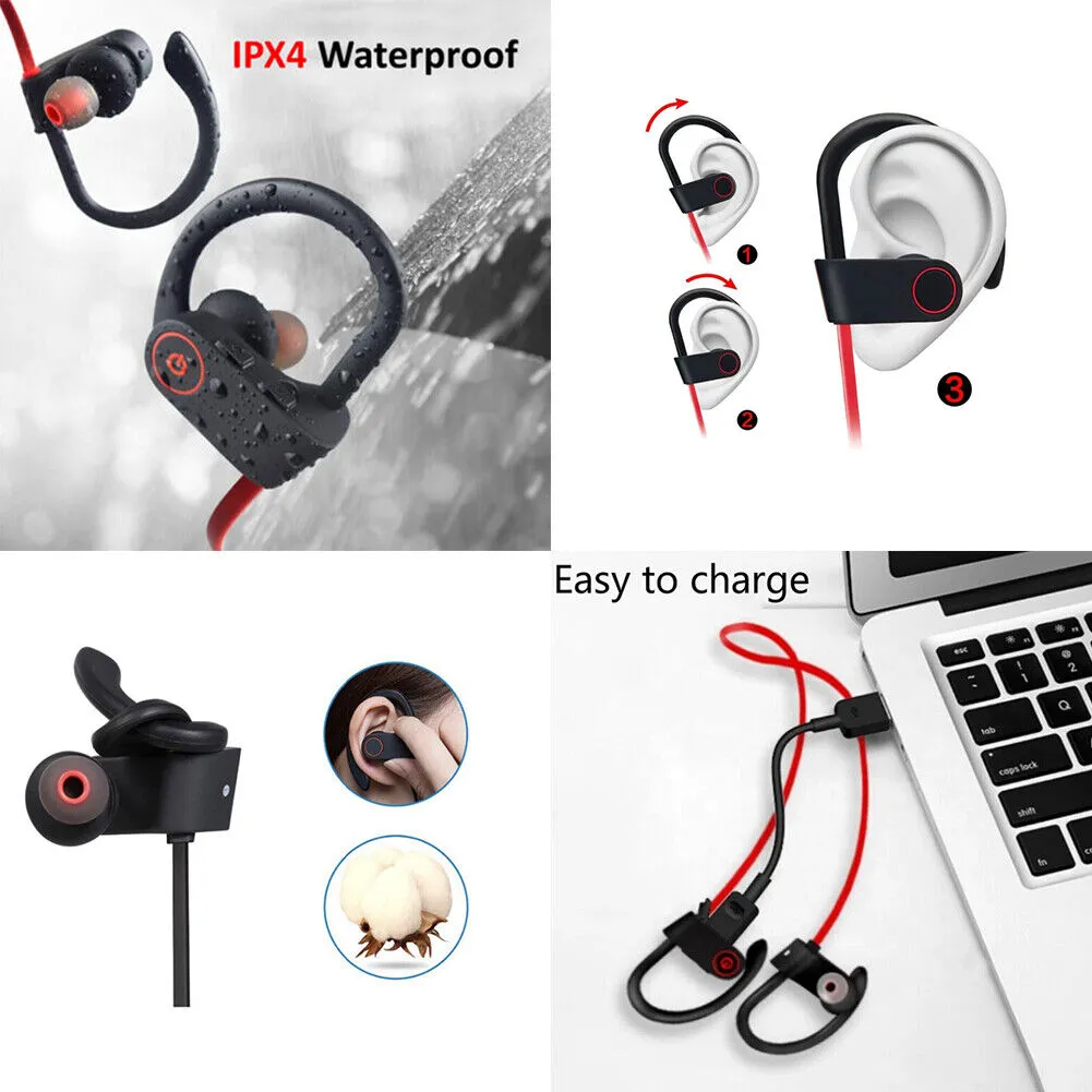 US 2-4 Pc Wireless Earbuds Bluetooth Headphone Waterproof Sport Earphones Stereo