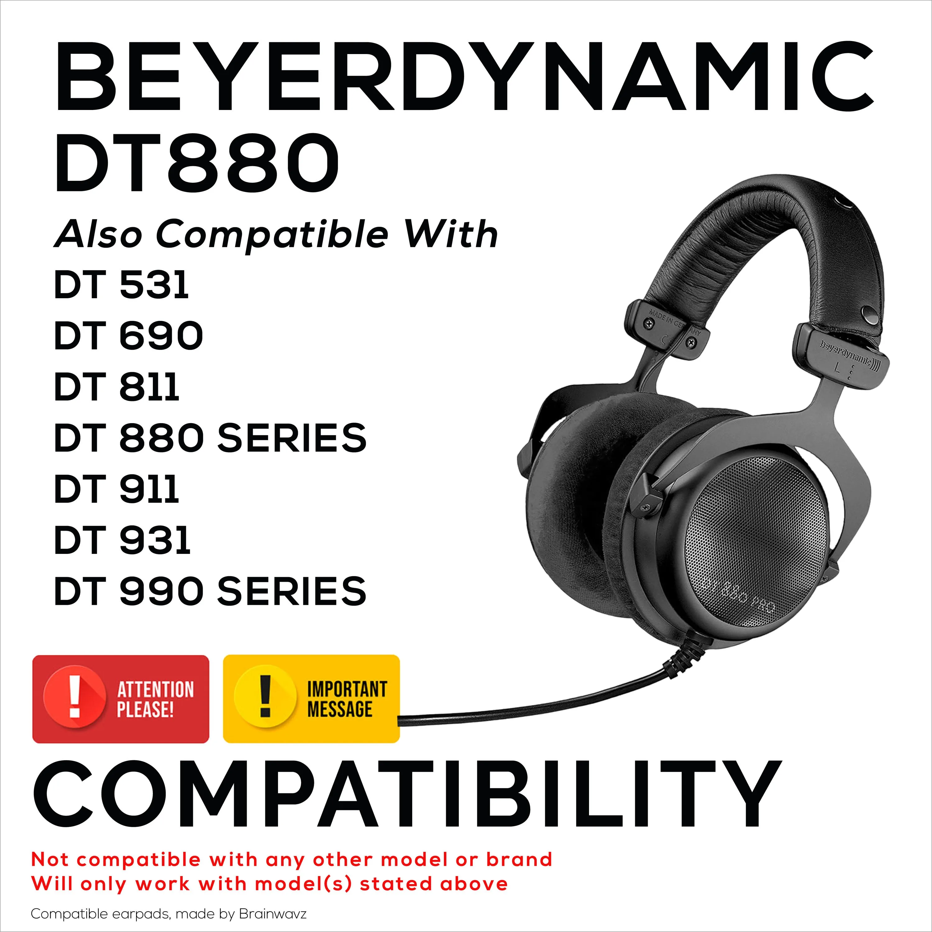 Velour Earpads for BEYERDYNAMIC DT880,DT531, DT690, DT811, DT880 Series, DT911, DT931 & DT990 Series