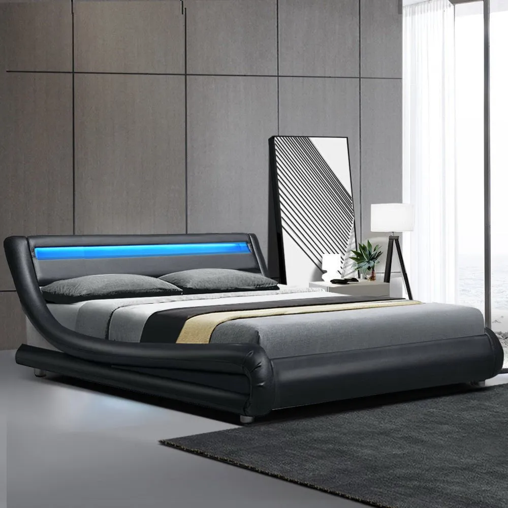 Werri LED Light King Bed Frame Black