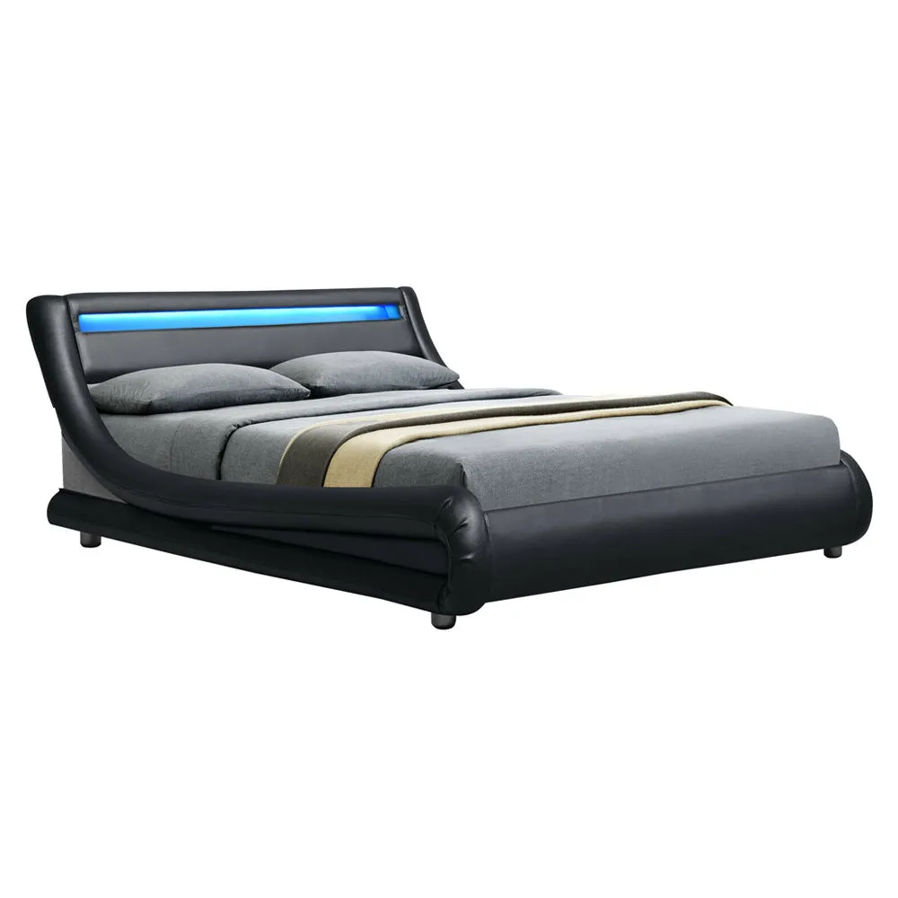 Werri LED Light King Bed Frame Black