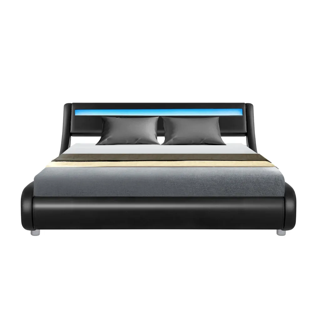 Werri LED Light King Bed Frame Black